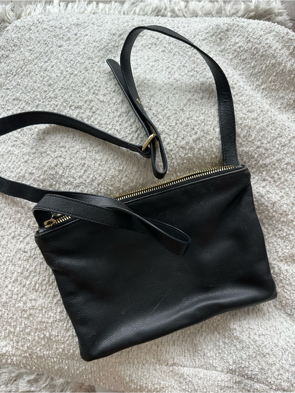 Classic Black Leather Crossbody Bag